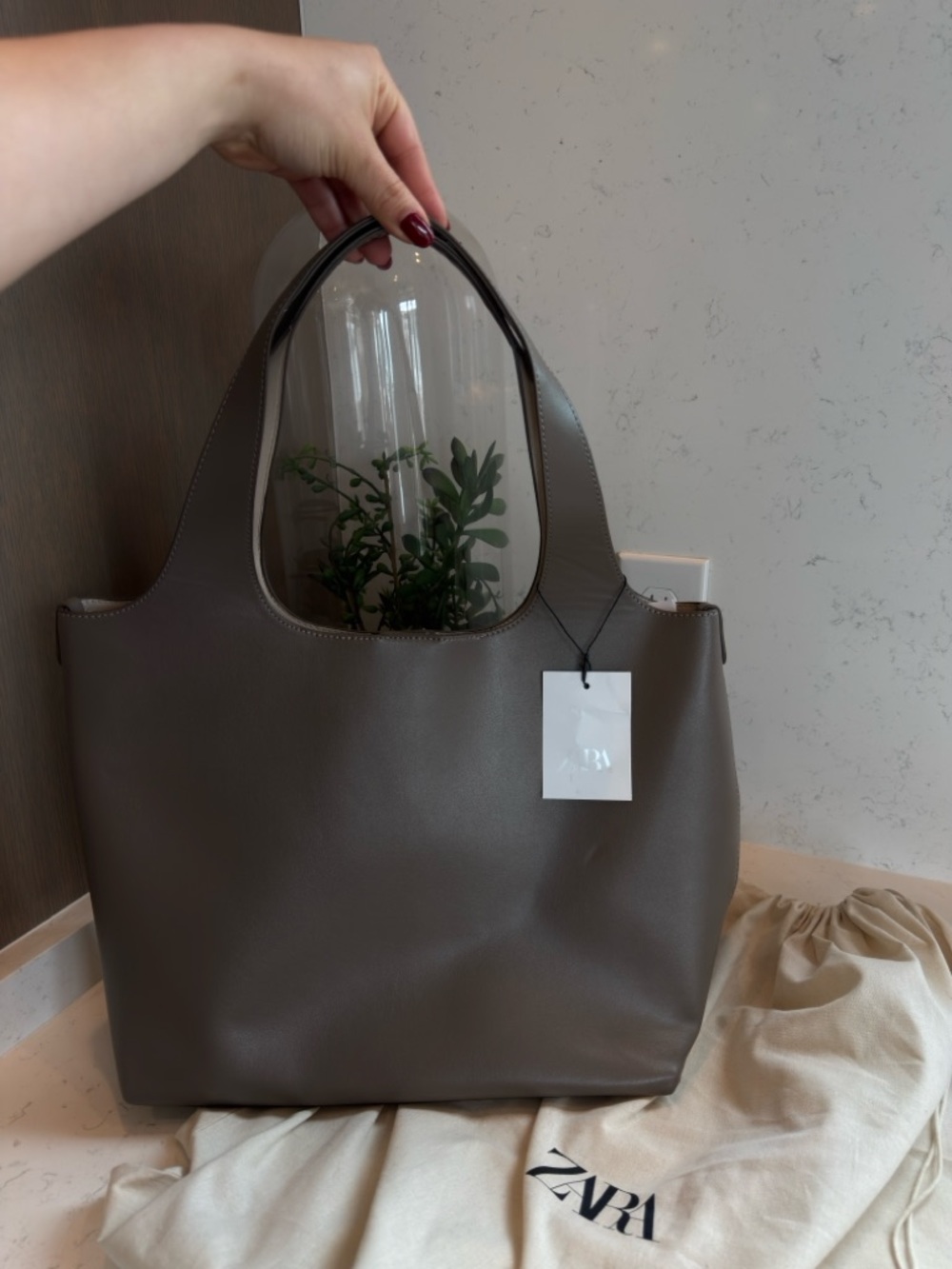 Zara Brown Structured Tote Bag - Minimal Top-Handle Shopper